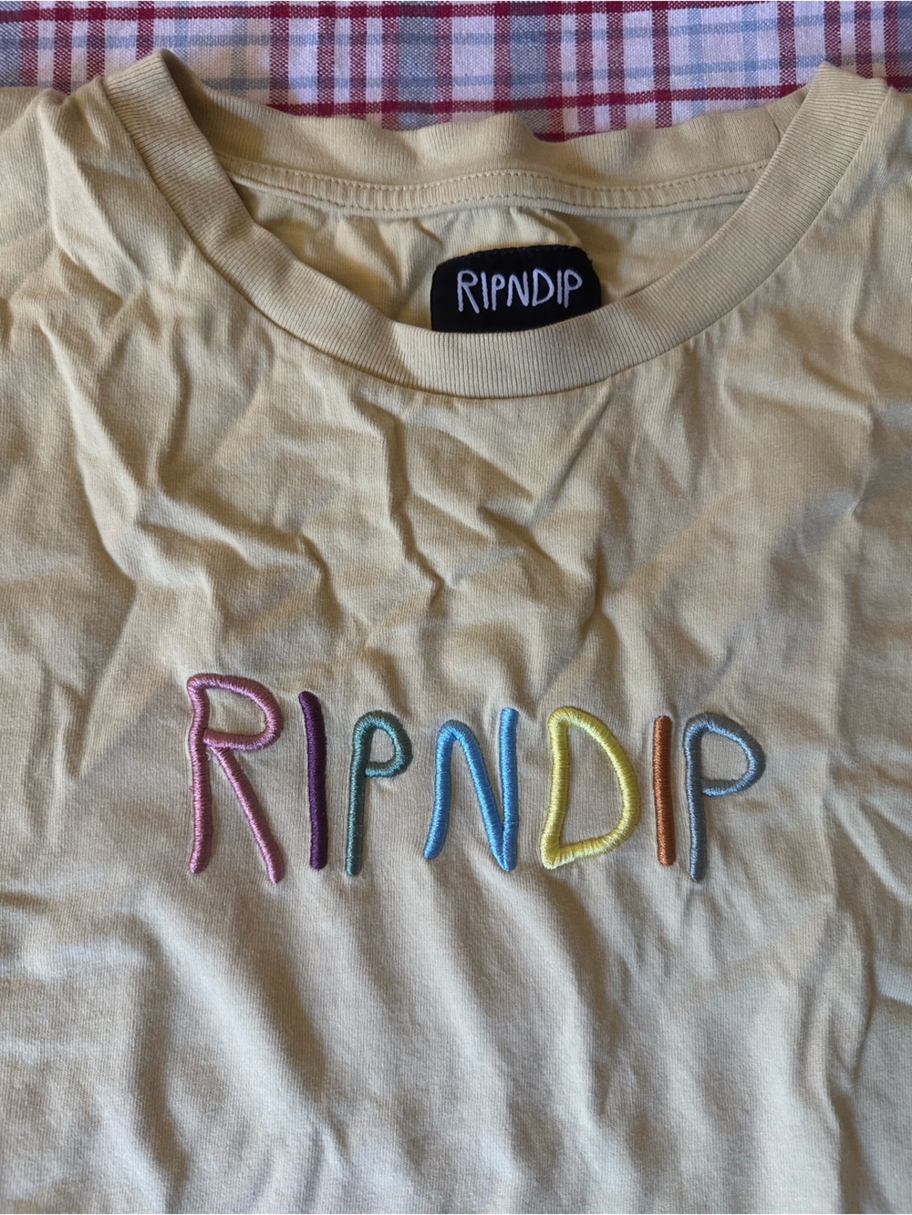 Ripndip Pastel Multi-Color Embroidered Logo Tee - Pale Yellow